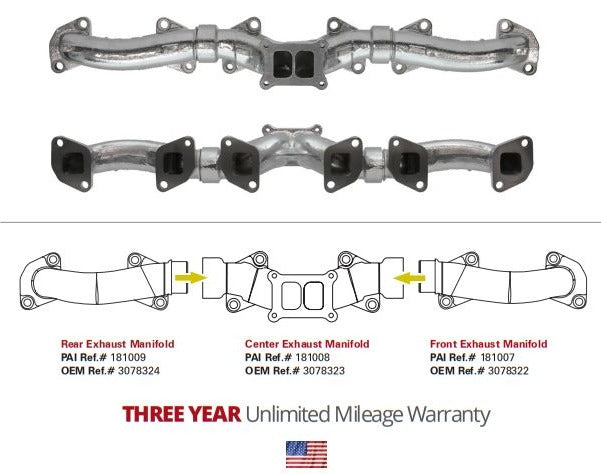 181050HP | Cummins N14 High Performance Ceramic Coated Exhaust Manifold Kit, New